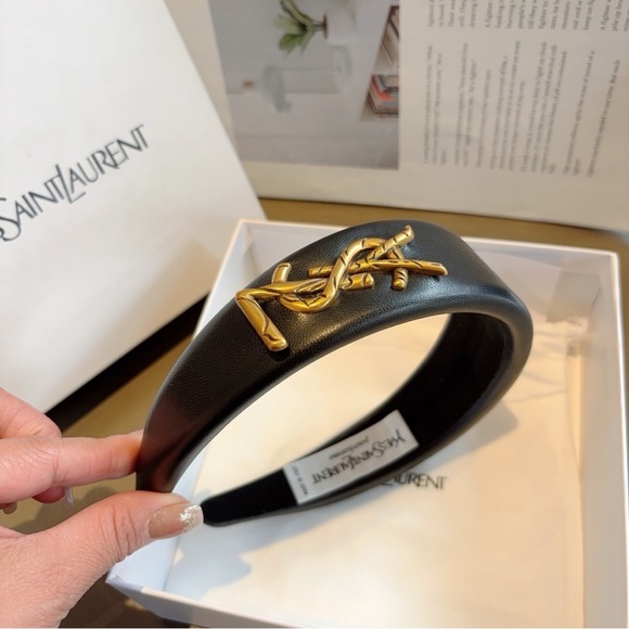 Saint Laurent Black and Gold Hairband - Picture 1 of 9